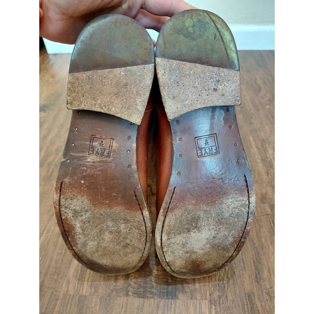 Frye Boots Melissa Button Tall Leather Riding Cognac Brown Womens 11B